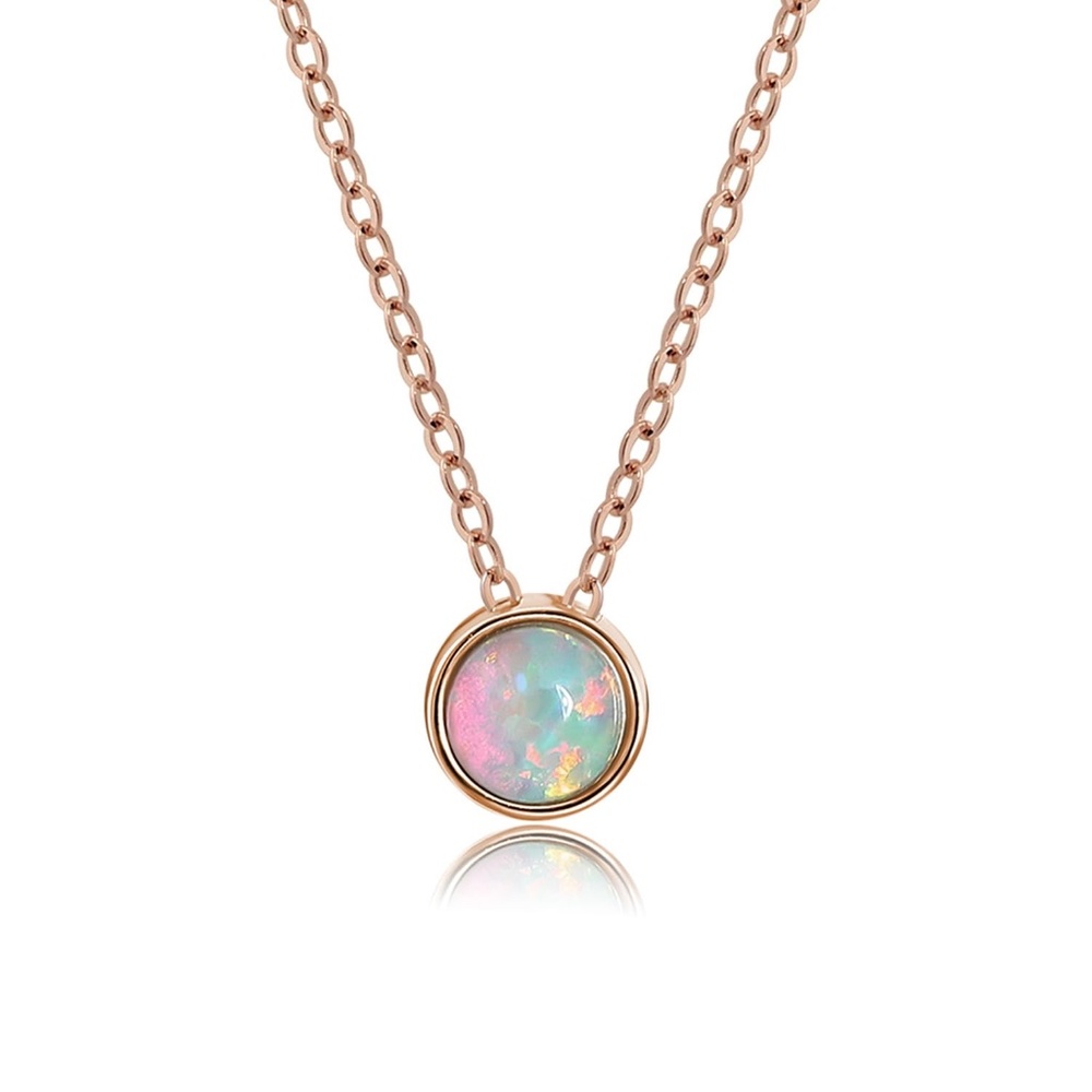 Rose Gold Circular Opal Short Necklace